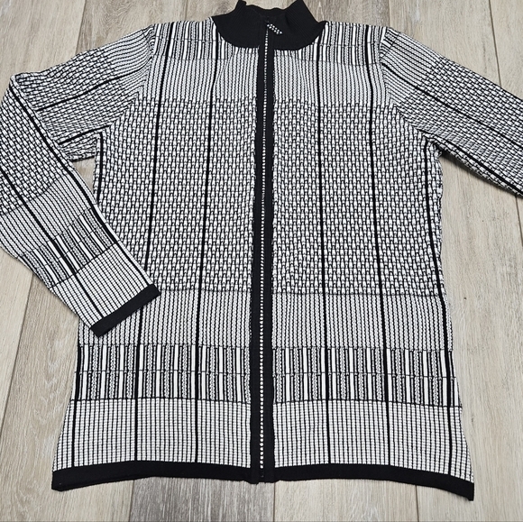 Belldini Sweaters - Belldini Vintage Y2K Rhinestone Zipper Cardigan Sweater Geometric Women's Large
